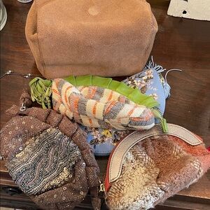 Anthropologie Assorted Textured Cosmetic Bags